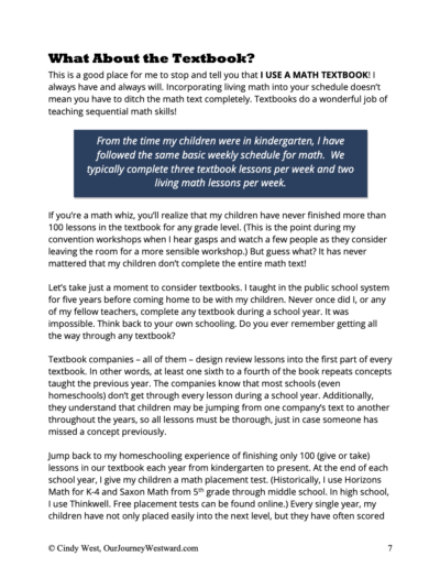 sample text for homeschool math guide